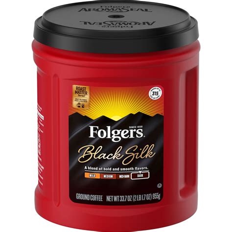 Buy Folgers Black Silk Ground Coffee, Smooth Dark Roast Coffee, 33 ...