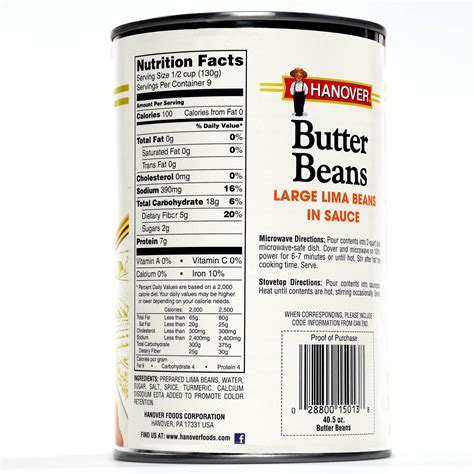 Hanover Butter Beans Large Lima Beans in Sauce, 40.5 oz Can - Family ...
