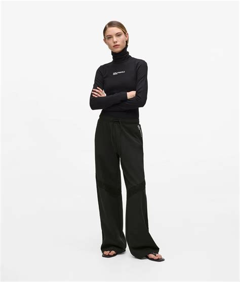 Lace detail sweatpants | Black | Women | KARL LAGERFELD