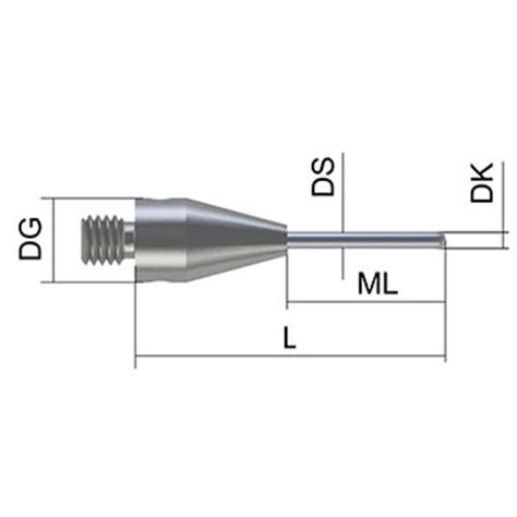 Stylus with thread, M5, cylinder - Cylinder stylus