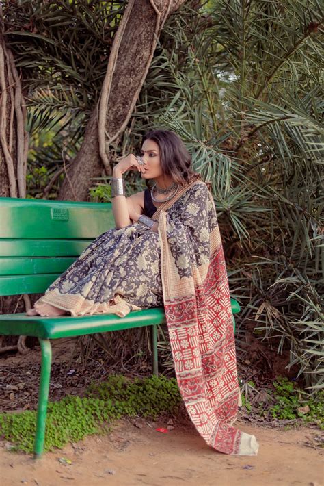 Bagru Gadh Jaal Block Print Pure Cotton Saree – Jaipur Tex