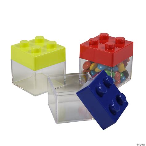 1 3/4" x 2 1/4" Building Block Plastic Favor Containers - 12 Pc ...