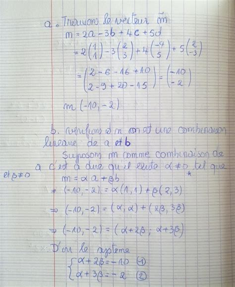 13.- Dans l'espace vectoriel IR2, on donne quatre vecteurs a(1.1), b(2 ...