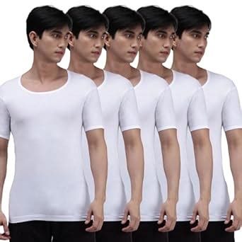 Buy Amul Comfy Men's Pure Cotton White Solid Vest with Half Sleeve Pack ...