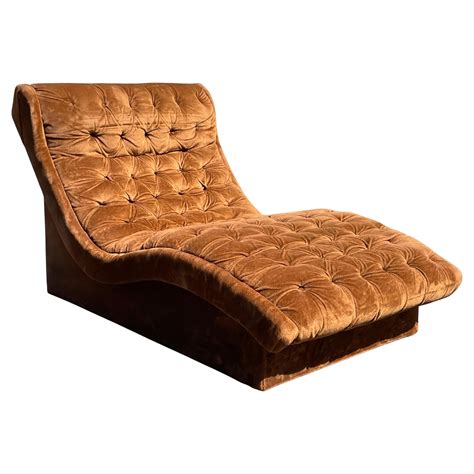 Adrian Pearsall Tufted Velvet Wave Chaise Lounge Chair at 1stDibs