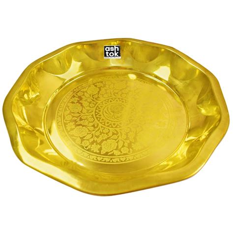 Brass Pooja Thali | Pooja ki Thali Flower Shape Design Lazer Printing ...