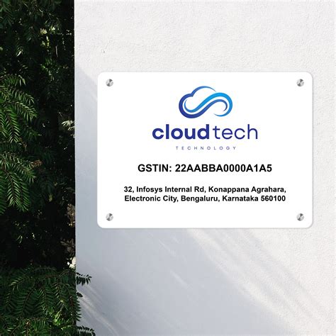 Custom White Acrylic Rectangular Business Logo, GST Signs - UV Printed ...