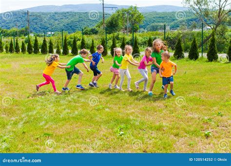 Active Children Playing Yard Games Stock Photo - Image of green ...