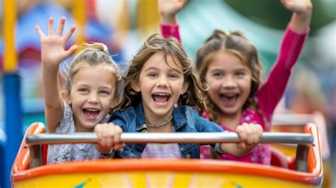 Young girls riding on carnival ride | Premium AI-generated image