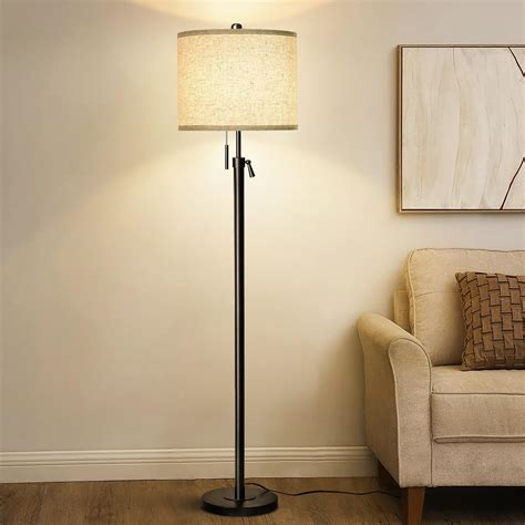 Floor Lamp,Floor Lamps for Living Room, Black Standing Lamp with Fabric ...