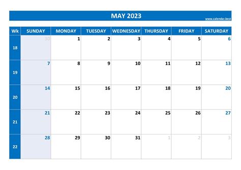 May 2023 calendar -Calendar.best