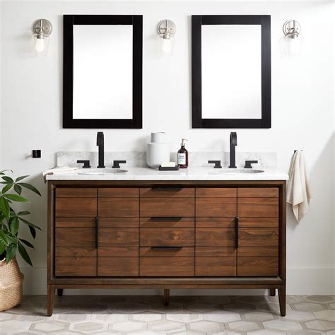 60" Aliso Teak Double Vanity for Undermount Sinks - Java | Signature ...