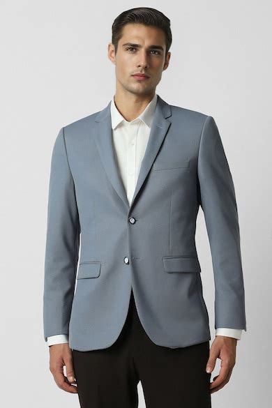 Buy Men Grey Textured Super Slim Fit Formal Blazer Online - 39638357 ...