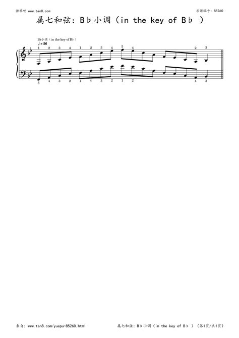 《七级：属七和弦-B♭小调,钢琴谱》in the key of B♭ ,无|弹琴吧|钢琴谱|吉他谱|钢琴曲|乐谱|五线谱|简谱|高清免费下载 ...