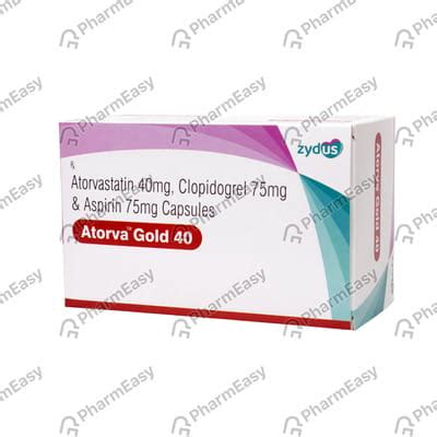 Atorva Gold 40mg Strip Of 10 Capsules: Uses, Side Effects, Price ...
