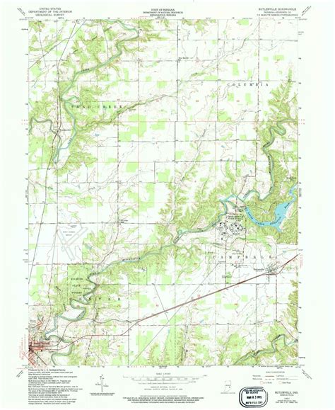 Classic USGS Butlerville Indiana 7.5'x7.5' Topo Map – MyTopo Map Store