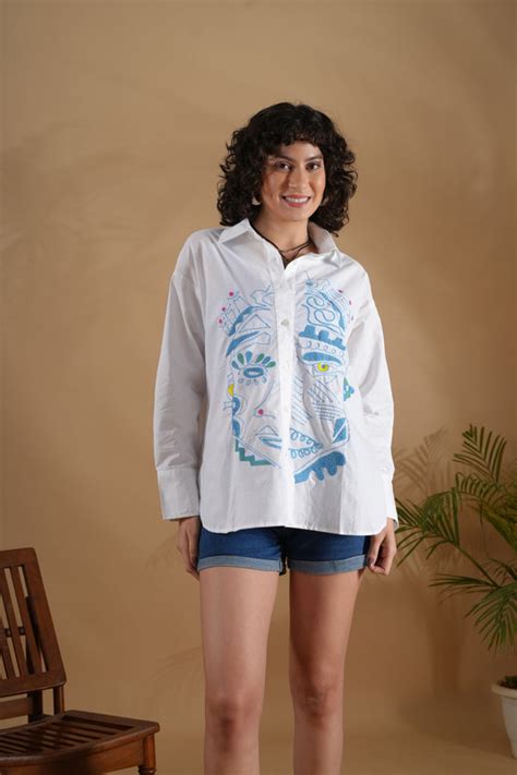 Oversized Embroidered Shirt- Amara White – Brand New Brand