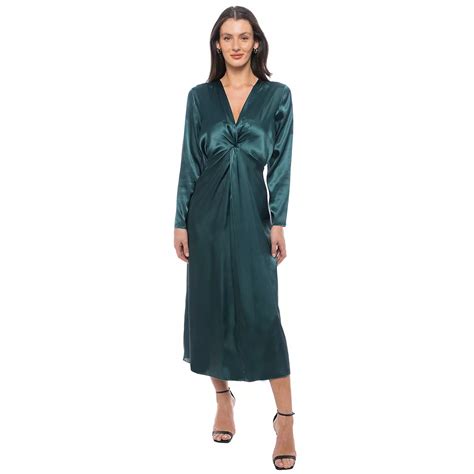 Women's Tash + Sophie Long Sleeve Satin Twist Front Maxi Dress