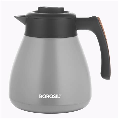 Borosil Stainless Steel Teapot Birch | 1500 ml Grey | Teapot with ...