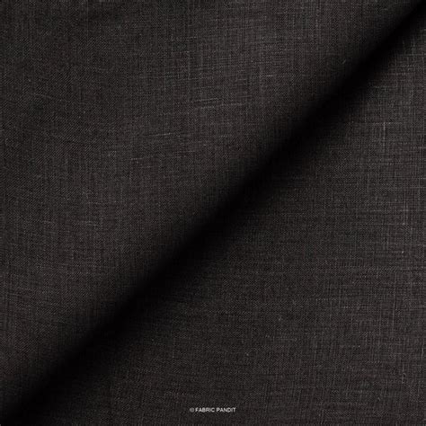 (Cut Piece) Carbon Black Plain Premium 60 Lea Pure Linen Fabric (Width ...