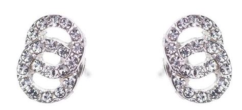 Dazzling Earring Silver Col, Two Circles Joined W Crystals | lyko.com