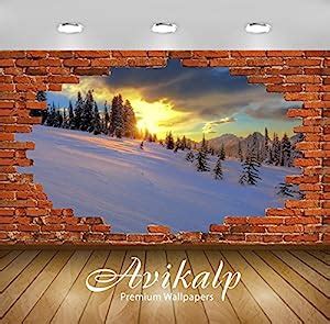 Avikalp Exclusive 3DAZP2277 Snow Winter Ski Slope Snowmobile Red Brick ...