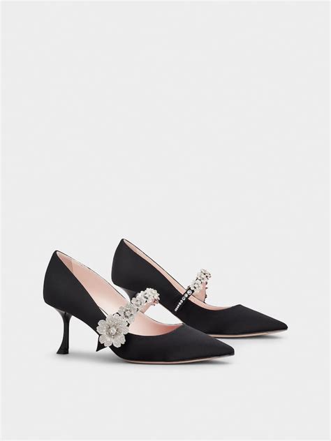 Efflorescence Mary Jane Pumps in satin Black Woman RVW61836220RS040B999 ...