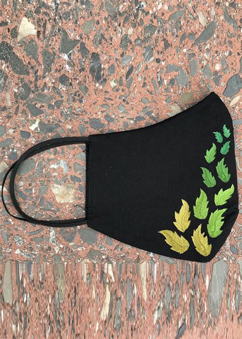 Get Hand Embroidered Green Gradient Leaves Mask at ₹ 155 | LBB Shop