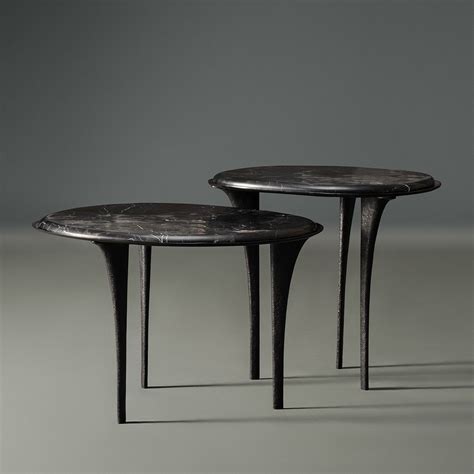 Quill Side Tables, Black Marble | Side tables marble top, Marble inlay ...