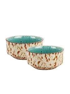 Buy VarEesha Peacock Hand Painted Mosaic Ceramic Soup Bowl, Green ...