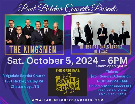 Paul Belcher Concerts Presents The Original Battle of Songs, Ridgedale ...
