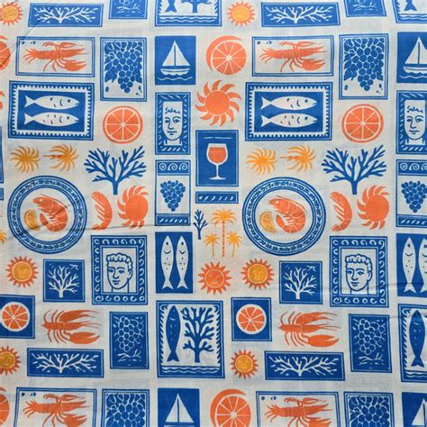 (Pre-Cut 1.35 Meter) Pure Cotton Digital Screen Print White With Blue ...