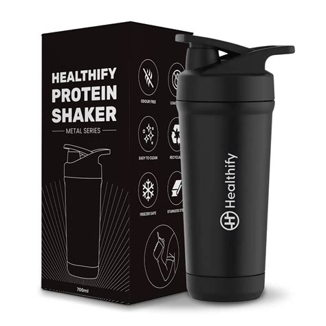 Healthify Premium Stainless Steel Protein Shaker,Leak-Proof Metal ...
