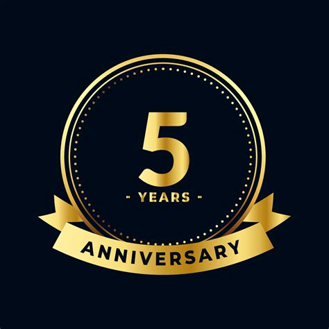 Five Years Anniversary Celebration Gold and Black Isolated Vector ...