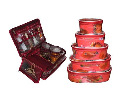 FUNKROO 2 Bangle Jewellery Hanky Storage Makeup and Vanity Box (Maroon ...