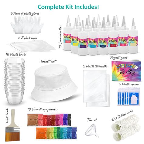 Buy CraftBud DIY Tie Dye Kit for Kids, Adults, Large Groups - 18 Colors ...