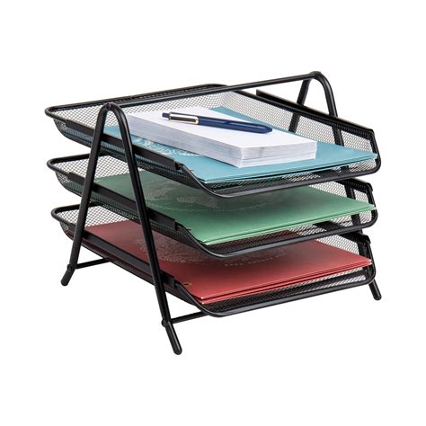 Mind Reader Desk Organizer with 3 Sliding Trays for Letters, Documents ...