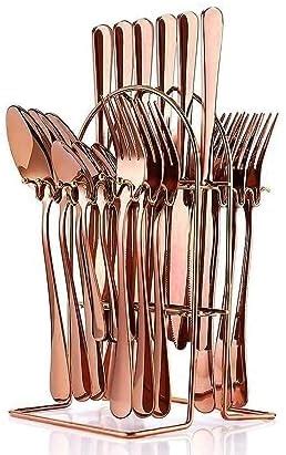 MERISH 24-Piece Colorful Silverware Set Cutlery Set for 6 with Holder ...