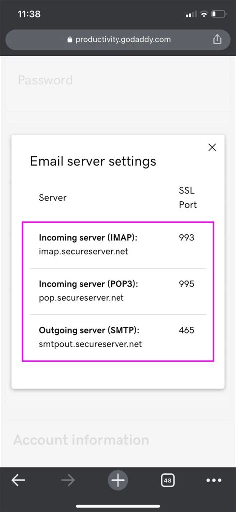Image result for Go Daddy Outgoing Mail Server