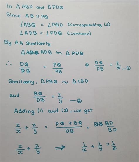 In a figure angle ABD= Angle CDB=Angle PQB= 90 degree if AB=x units,CD ...