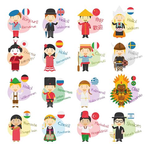 Premium Vector | Set of Country Languages Characters