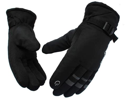 Alexvyan Black Anti Slip Snow and Wind Proof Soft Warm Winter Gloves ...