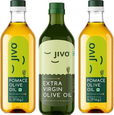 JIVO Extra Virgin 1L+Pomace olive oil 1+1L(Pack of 3) Olive Oil Plastic ...