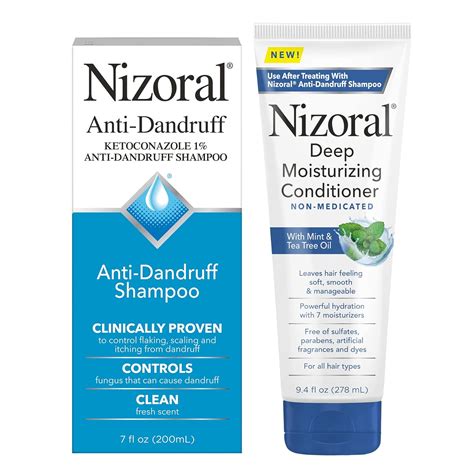 Shampoo Anti-Dandruff Nizoral, Condicionador Hidratante Profundo de 7