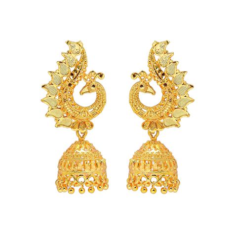 Shining Jewel Handcrafted Gold Plated Peacock Design Traditional Ethni
