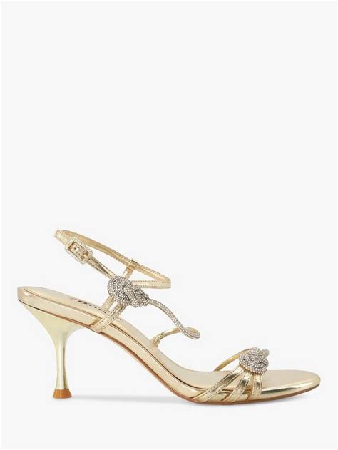Dune Maritz Metallic Embellished Heeled Sandals, Gold