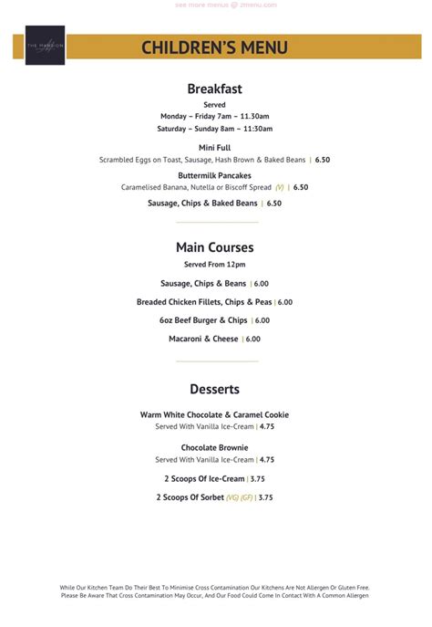 Menu at Orange Grove Hotel & Gardens restaurant, Southampton