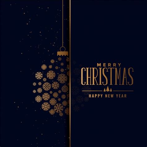 Merry christmas golden ball made with snowflakes background | Free Vector