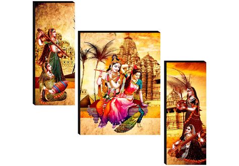 SAF paintings Set of 3 Radha krishna with gopiya wall painting home ...