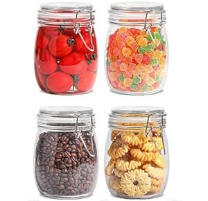 Buy DORMICO Glass Storage Jars with Clip Lid, Round Clip Top Glass Jar ...